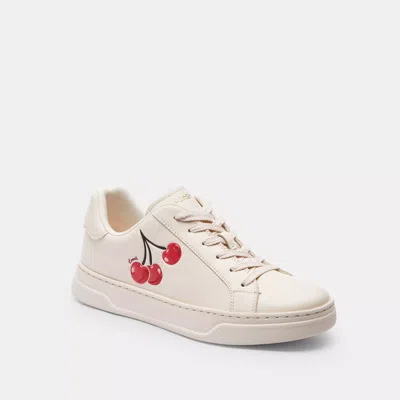 Coach High Line Sneaker With Cherry Print In Chalk Multi