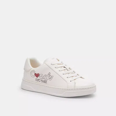 Coach High Line Sneaker With Heart In White