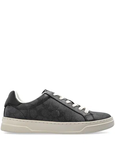 Coach High Line Signature Coated Canvas Sneaker In Black
