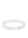 Coach Womens Rhodium Pegged C Monogram Hinged Cubic Zirconia And Brass Bangle In Silver
