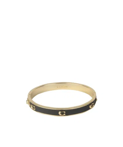 Coach Hinged Logo Bangle Bracelet In Yellow