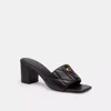 Coach Holly Block Heel Sandal With Quilting In Black