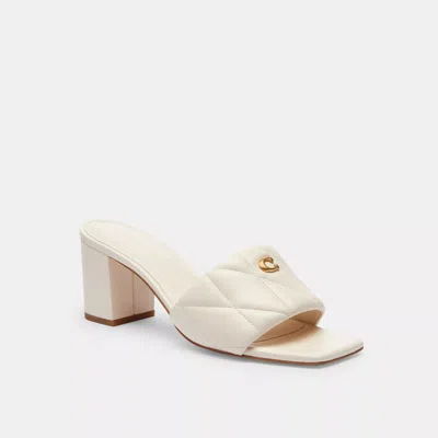Coach Holly Block Heel Sandal With Quilting In White