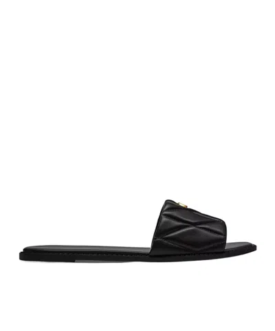 Coach Holly Quilted Logo Sandals In Black