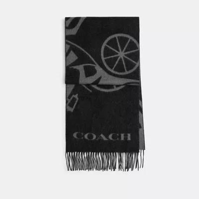 Coach Horse And Carriage Cashmere Muffler In Black