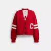 Coach Horse And Carriage Cropped Cardigan In Red
