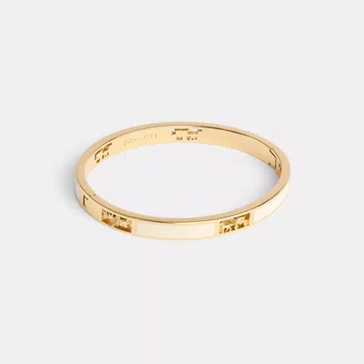 Coach Horse And Carriage Cut Out Enamel Bangle In Gold/chalk