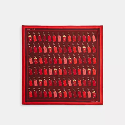 Coach Horse And Carriage Hangtag Print Silk Bandana In Red