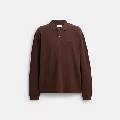 Coach Horse And Carriage Long Sleeve Polo In Brown