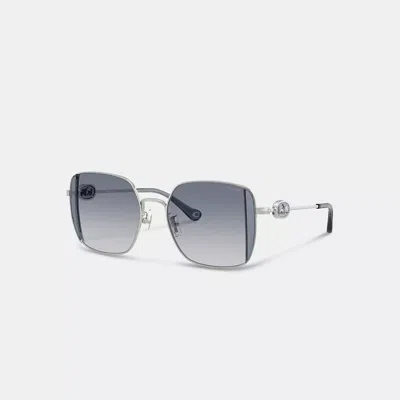 Coach Horse And Carriage Metal Oversized Square Sunglasses In Blue