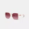 Coach Horse And Carriage Metal Oversized Square Sunglasses In Gold