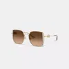Coach Horse And Carriage Metal Oversized Square Sunglasses In Brown