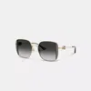 Coach Horse And Carriage Metal Oversized Square Sunglasses In Black