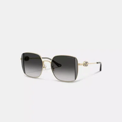 Coach Horse And Carriage Metal Oversized Square Sunglasses In Black