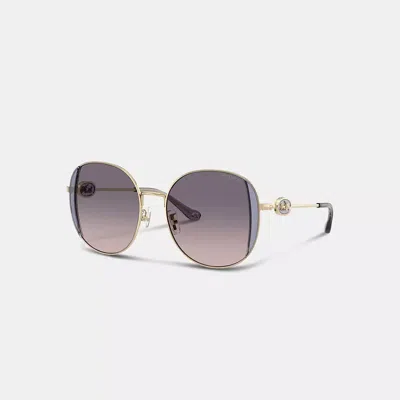 Coach Horse And Carriage Metal Round Sunglasses In Lilac Blush