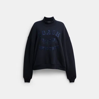 Coach Horse And Carriage Mockneck Sweatshirt In Blue