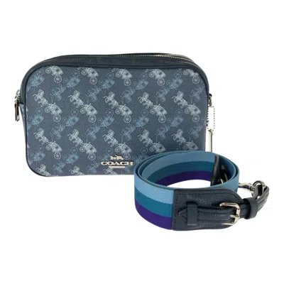 Coach Horse & Carriage Pvc Leather Shoulder Bag In Blue