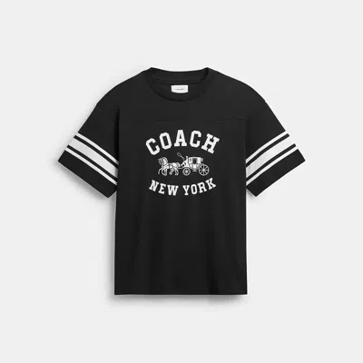 Coach Horse And Carriage Relaxed T Shirt In Organic Cotton In Black