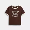 Coach Horse And Carriage Ringer T Shirt In Organic Cotton In Brown