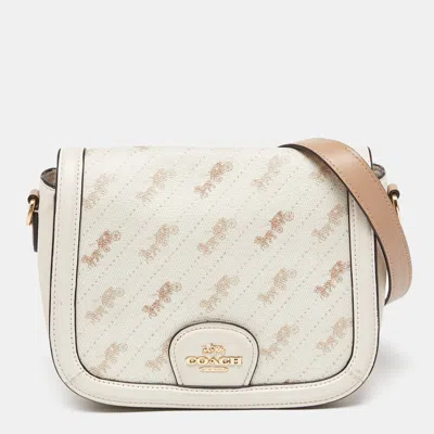 Coach Horse Carriage Print Coated Canvas And Leather Crossbody Bag In Beige