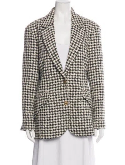 Pre-owned Coach Houndstooth Print Blazer In White