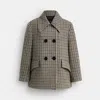 Coach Houndstooth Wool Coat In Black/white Multi