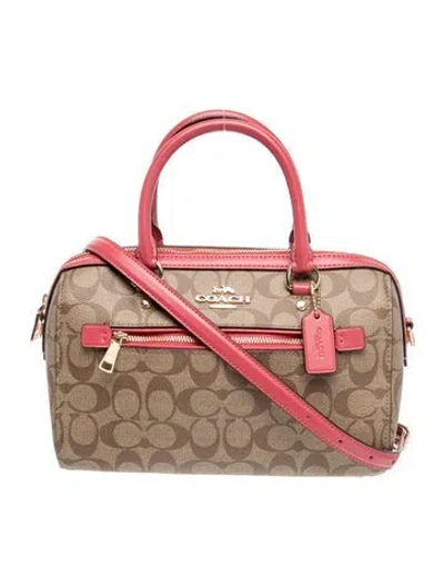 Pre-owned Coach House Check Top Handle Bag In Brown