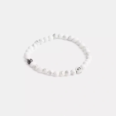 Coach Howlite Beaded Bracelet In Silver & White