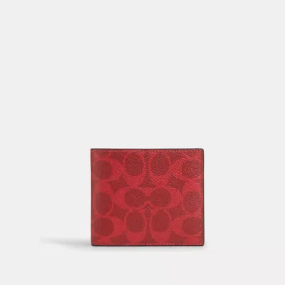 Coach Id Billfold Wallet In Signature Canvas In Red