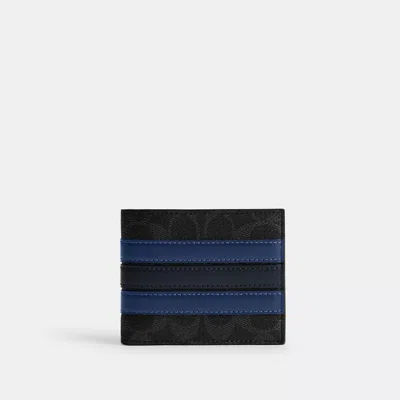 Coach Id Billfold Wallet In Signature Canvas With Varsity Stripe In Black
