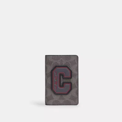 Coach Id Card Wallet In Signature Canvas With Patches In Gray