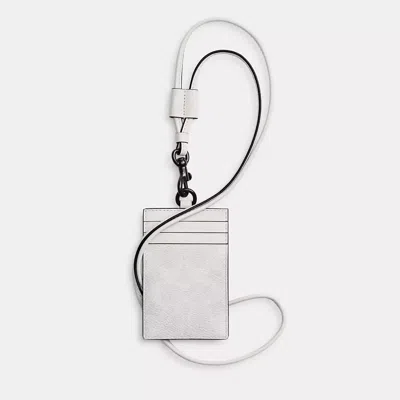 Coach Id Lanyard In Signature Denim In Chalk/white