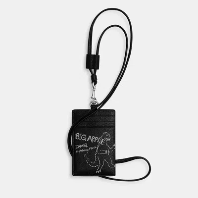 Coach Id Lanyard With Sketch Print In Black