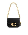 Coach Idol Logo Plaque Chained Shoulder Bag In Black