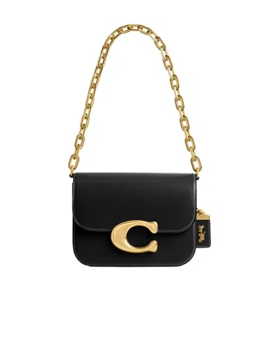 Coach Idol Logo Plaque Chained Shoulder Bag In Black