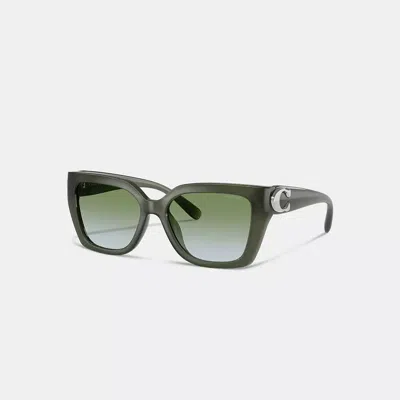 Coach Idol Square Cat Eye Sunglasses In Green Gradient