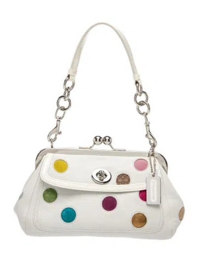 Pre-owned Coach Interlocking Cc Shoulder Bag In White