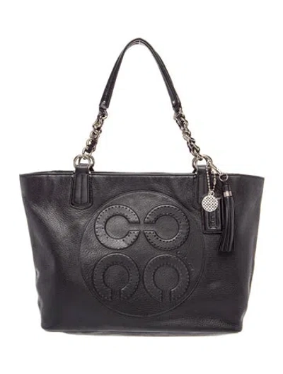 Pre-owned Coach Interlocking Cc Tote In Black