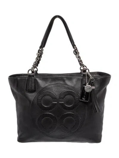 Pre-owned Coach Interlocking Cc Tote In Black