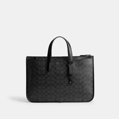Coach Isaac Workbag In Signature Canvas In Charcoal Signature