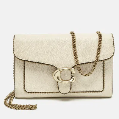 Coach Ivory Leather Tabby Chain Clutch With Bedchain In Gold