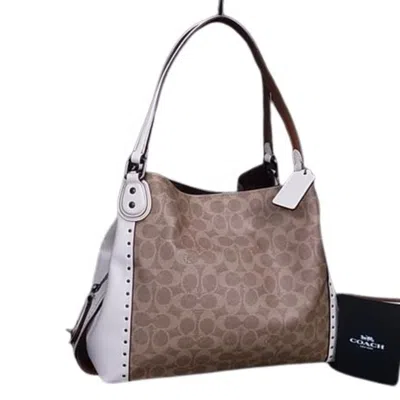 Pre-owned Coach Ivory Signature Line Handbag Shoulder Bag () In Multi