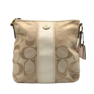 Pre-owned Coach Ivory Signature Line Pochette Shoulder Bag () In Multi