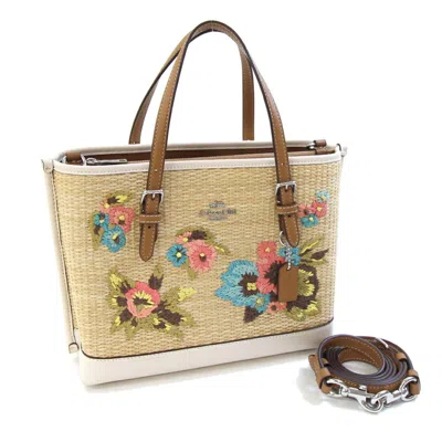 Pre-owned Coach Ivory Straw Leather Handbag Shoulder Bag () In Multi