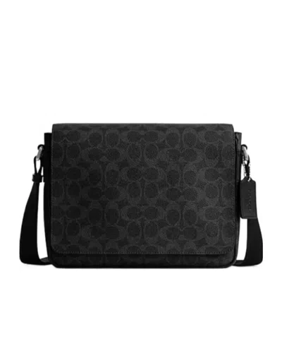 Coach Jack Flap Messenger Bag In Black