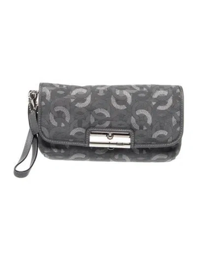Pre-owned Coach Jacquard Clutch W/ Tags In Gray