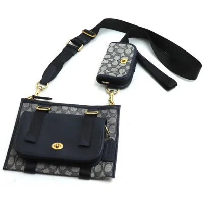 Pre-owned Coach Jacquard Leather Shoulder Bag () In Blue