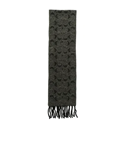 Coach Jacquard Long Scarf In Black