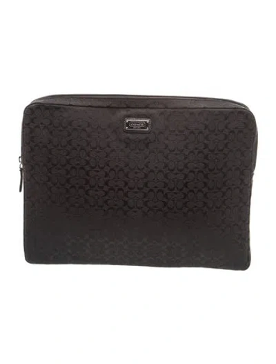 Pre-owned Coach Jacquard Portfolio In Black
