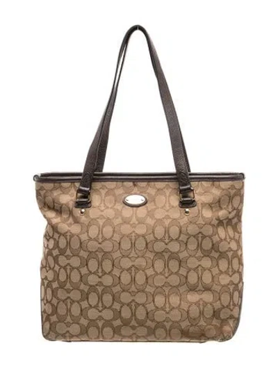 Pre-owned Coach Jacquard Shoulder Bag In Brown